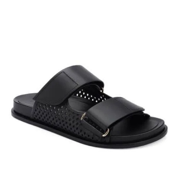 Mercedes Castillo Celynne Slide Sandal Perforated Grip-Strap Black 9.5/ 39.5 - Picture 1 of 16
